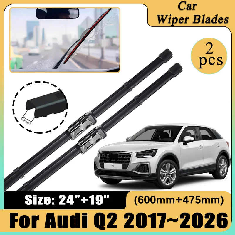 For Audi Q2 2017~2026 2022 2024 Car Front Wiper Blades Rubber Window Windscreen Wipers Brushes Auto Tools Accessories 24"+19"
For Audi Q2 2017~2026 2022 2024 Car Front Wiper Blades Rubber Window Windscreen Wipers Brushes Auto Tools Accessories 24"+19"