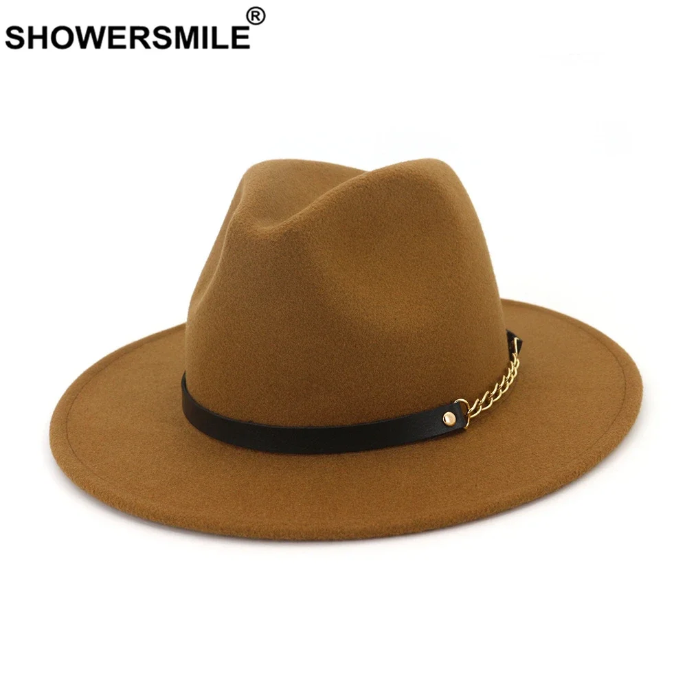 SHOWERSMILE Wool Felt Fedora Women Men Classic Trilby Hat with Chain Solid Gray Camel Autumn Winter Male Female Pork Pie Hat
SHOWERSMILE Wool Felt Fedora Women Men Classic Trilby Hat with Chain Solid Gray Camel Autumn Winter Male Female Pork Pie Hat