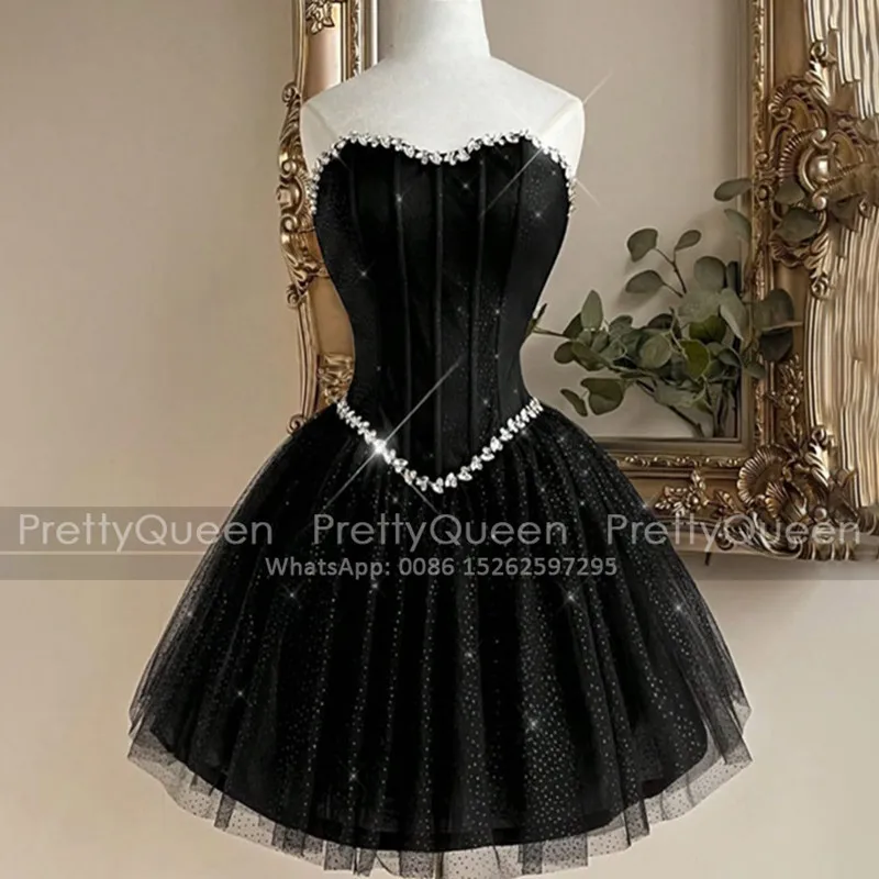 Black Bridesmaid Dresses Bling Beaded Short Puffy A Line Sweetheart Strapless Customized Mini Wedding Party Dress
Black Bridesmaid Dresses Bling Beaded Short Puffy A Line Sweetheart Strapless Customized Mini Wedding Party Dress