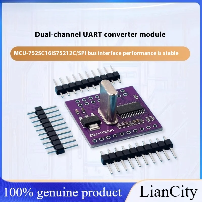 MCU-752 SC16IS752 I2C/SPI bus interface, to dual-channel UART conversion module
MCU-752 SC16IS752 I2C/SPI bus interface, to dual-channel UART conversion module