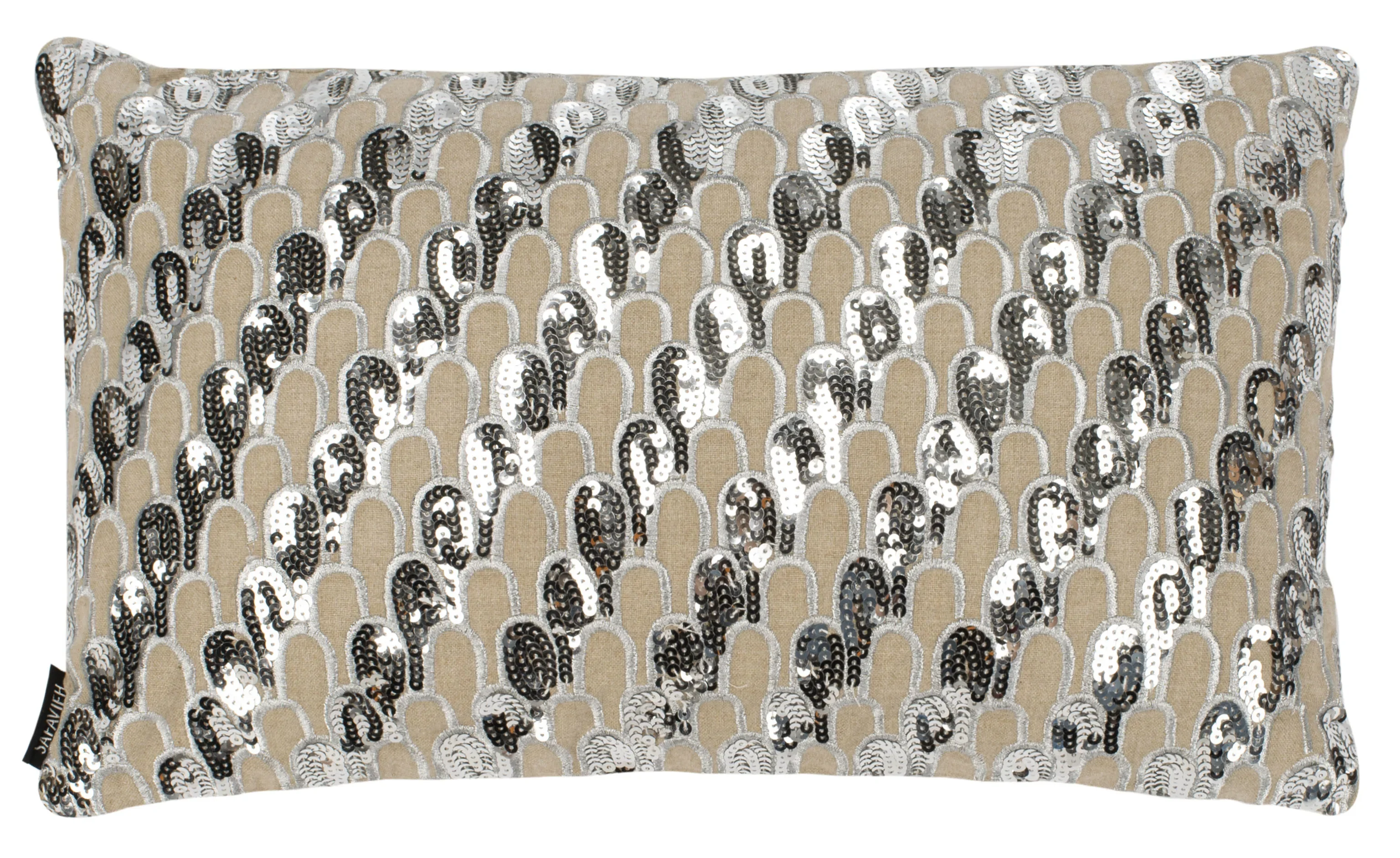 Striped plush pillow with soft texture, 12 x 20 inches, beige and silver color combination
Striped plush pillow with soft texture, 12 x 20 inches, beige and silver color combination