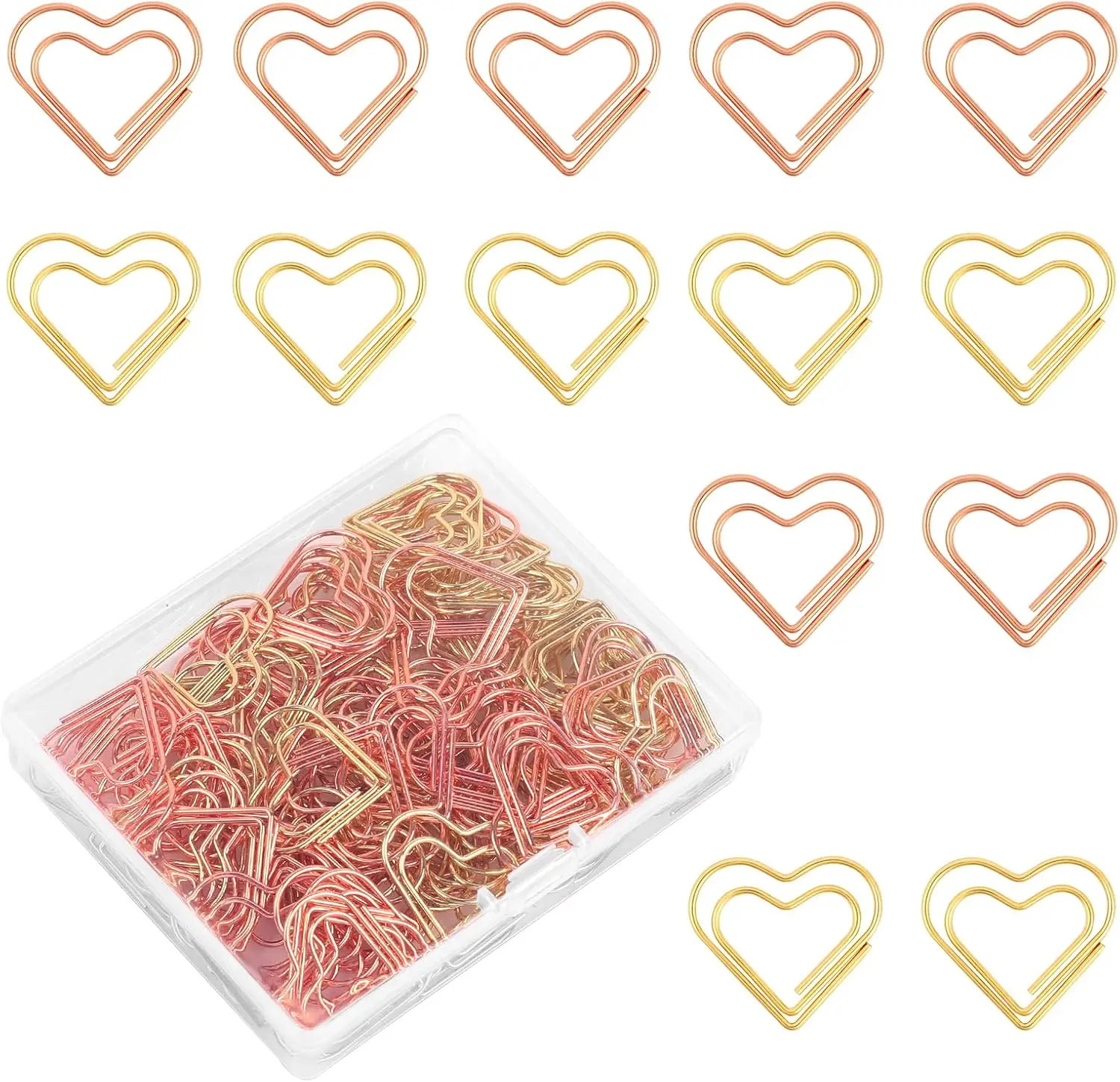 100pcs Gold Heart Paper Clips, Cute Metal Love Shape Clips for Office, School, Wedding Decor, Sorting & Crafting
100pcs Gold Heart Paper Clips, Cute Metal Love Shape Clips for Office, School, Wedding Decor, Sorting & Crafting