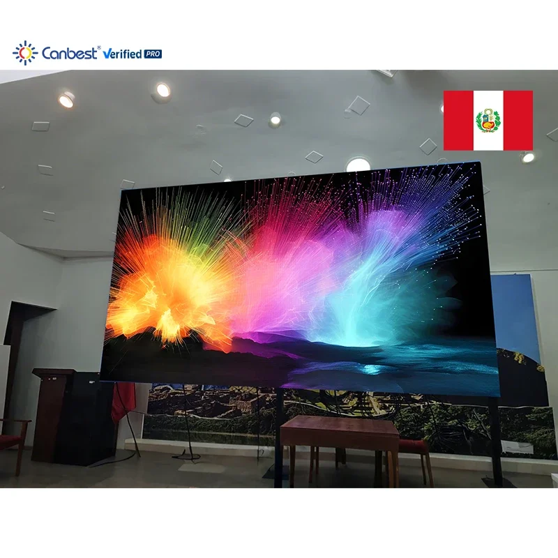 P1.56 3000X1687.5mm 19.68X6.56ft 16:9 HD Indoor LED Video Wall Display Screen for Peru Auditorium Conference Hall
P1.56 3000X1687.5mm 19.68X6.56ft 16:9 HD Indoor LED Video Wall Display Screen for Peru Auditorium Conference Hall