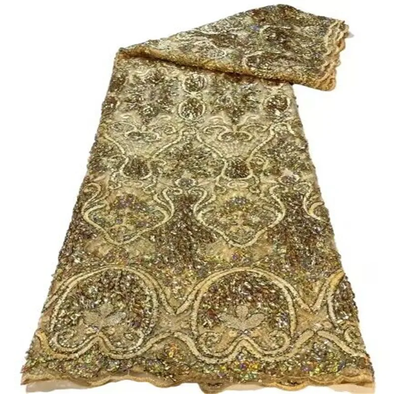 Gold Hot Sale Sequin Lace Fabrics African Lace Fabric High Quality Nigeria French Tulle Mesh Lace Fabric for Bridal Material
Gold Hot Sale Sequin Lace Fabrics African Lace Fabric High Quality Nigeria French Tulle Mesh Lace Fabric for Bridal Material