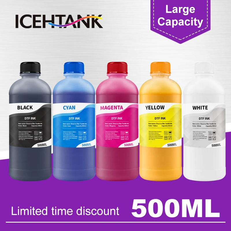 Direct To Film Transfer Ink DTF Ink 500ML/Bottle For Epson DX5 DX7 4720 XP600 Printhead L1800 1390 L805 L3200 DTF Printer ink
Direct To Film Transfer Ink DTF Ink 500ML/Bottle For Epson DX5 DX7 4720 XP600 Printhead L1800 1390 L805 L3200 DTF Printer ink