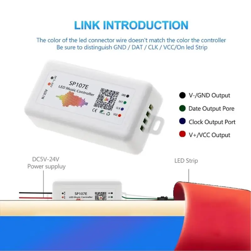 SP107E DC5-24V LED Music Controller With Wireless Bluetooth-Compatible SPI Full Color Music Control By Phone APP-X62A
SP107E DC5-24V LED Music Controller With Wireless Bluetooth-Compatible SPI Full Color Music Control By Phone APP-X62A