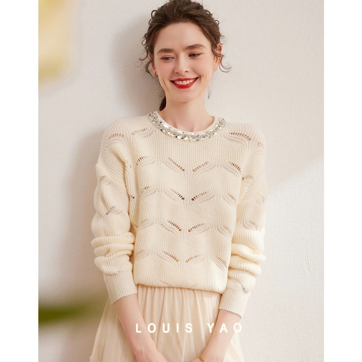 LOUIS YAO New Texture Hook Flower Sweater 2025 Winter Tops Chain Ribbon Round Neck Micro Elastic Loose Women's Knitted Sweater
LOUIS YAO New Texture Hook Flower Sweater 2025 Winter Tops Chain Ribbon Round Neck Micro Elastic Loose Women's Knitted Sweater