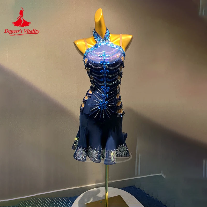 Female Chacha Samba Paso Doble Hanging Neck Sleeveless Dresses Adult Latin Perform&Contest Clothing Customized Dancer's Vitality
Female Chacha Samba Paso Doble Hanging Neck Sleeveless Dresses Adult Latin Perform&Contest Clothing Customized Dancer's Vitality