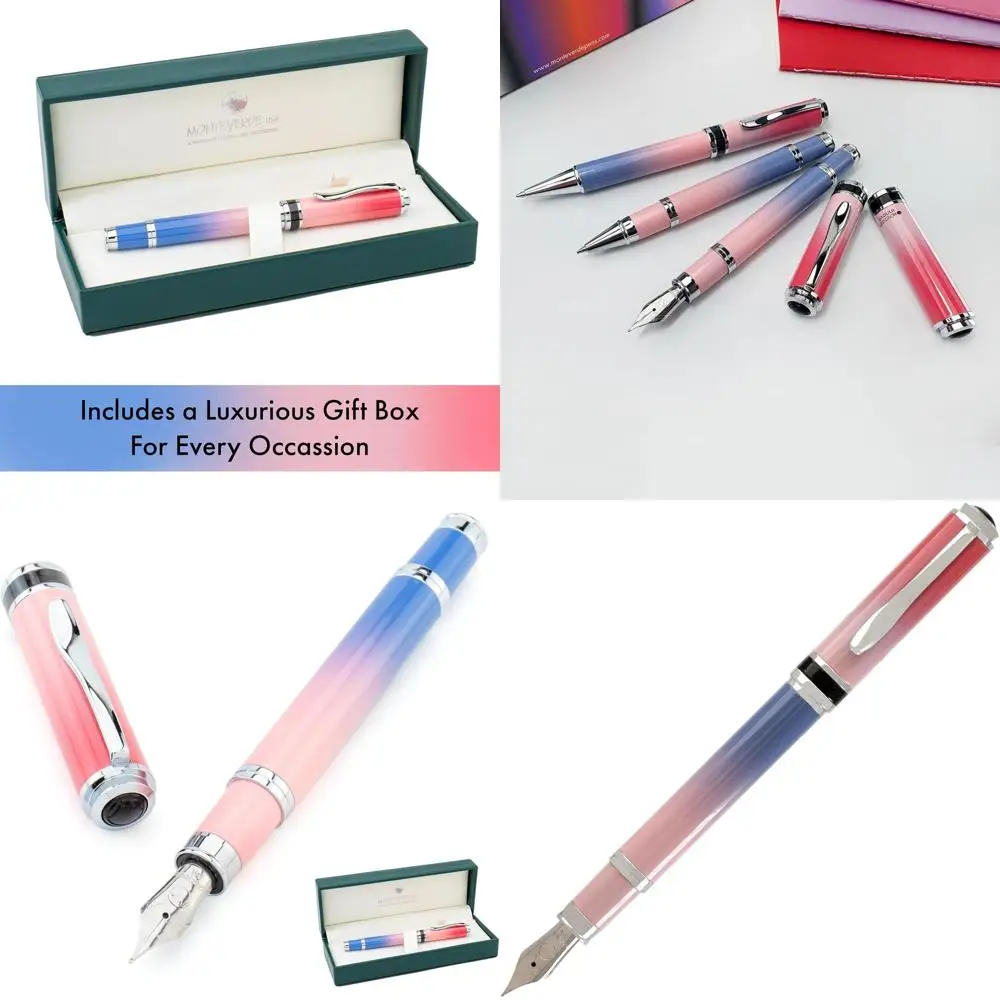 Luxury Ombre Fusion Charm Fountain Pen with Violet/Pink/Magenta Gradient, Omniflex Nib, Refillable, Gift Box
Luxury Ombre Fusion Charm Fountain Pen with Violet/Pink/Magenta Gradient, Omniflex Nib, Refillable, Gift Box