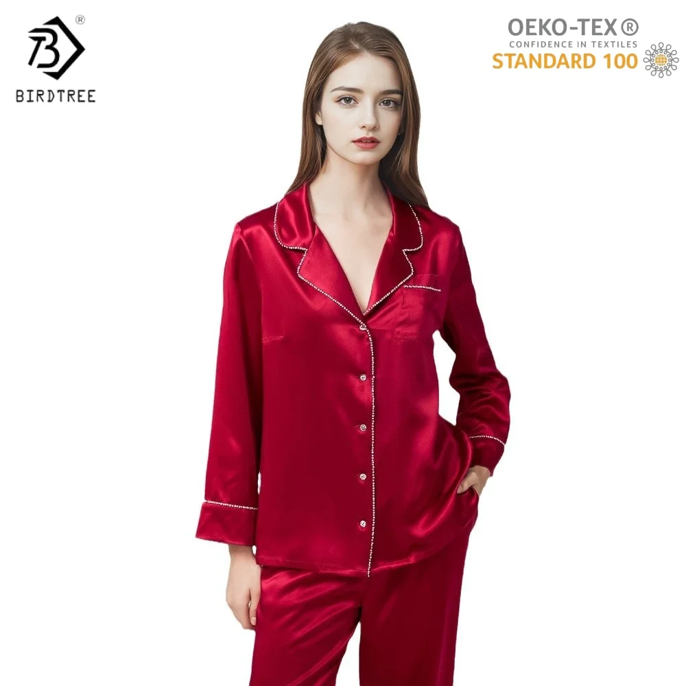BirdTree,OEKO-TEX,22MM 6A 100% Real Silk Pajamas Set,Women's Solid Full Sleeve Sleep Home Clothes, 2025 Winter New T5D906JF
BirdTree,OEKO-TEX,22MM 6A 100% Real Silk Pajamas Set,Women's Solid Full Sleeve Sleep Home Clothes, 2025 Winter New T5D906JF