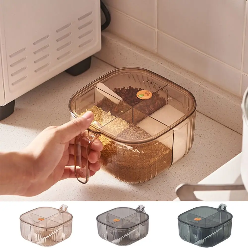 Press Type 4 Grids Seasoning Box Dustproof Plastic Condiment Container with Four Spoons Moisture-proof Spice Organizer Kitchen
Press Type 4 Grids Seasoning Box Dustproof Plastic Condiment Container with Four Spoons Moisture-proof Spice Organizer Kitchen