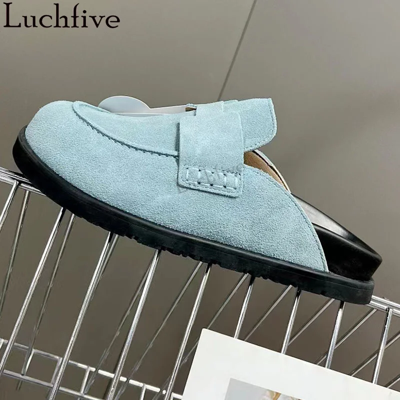 Round Wrap Toe Thick Bottom Flats Slippers Women Cow Suede Casual Mules Punk Slippers Vacation Home Luxury loafers Flat Shoes
Round Wrap Toe Thick Bottom Flats Slippers Women Cow Suede Casual Mules Punk Slippers Vacation Home Luxury loafers Flat Shoes