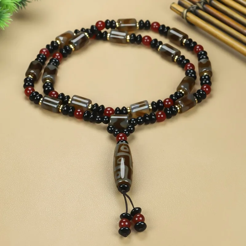 Tibetan Natural Dzi Bead Necklace Pendant Sweater Chain 
Tibetan Natural Dzi Bead Necklace Pendant Sweater Chain