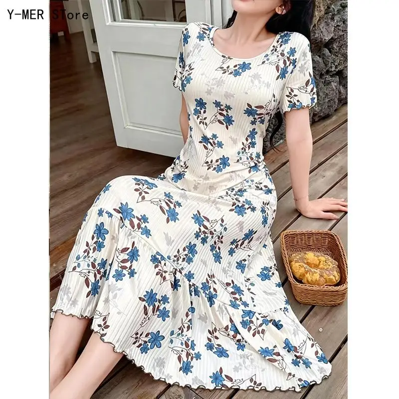 2026 New European Women Printed Nightgown, Round Neck Ruffle Trim Loose Comfortable Casual Home Loungewear Sleep Dress
2026 New European Women Printed Nightgown, Round Neck Ruffle Trim Loose Comfortable Casual Home Loungewear Sleep Dress
