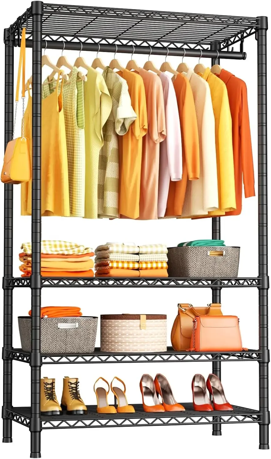 4-Tier Clothes Rack, Heavy Duty Metal Garment Rack, 512 lbs Capacity, Adjustable Shelves, No Tools Assembly
4-Tier Clothes Rack, Heavy Duty Metal Garment Rack, 512 lbs Capacity, Adjustable Shelves, No Tools Assembly