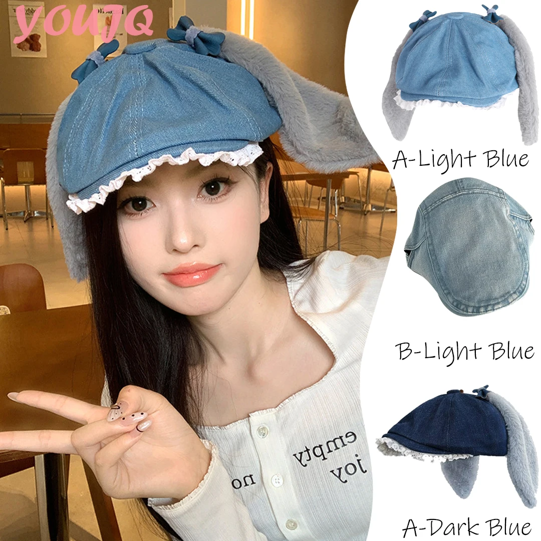 Y2K Retro Japanese 4 Seasons Lace Brim Beret Hats for Women Sweet Cute Plush Rabbit Ears Forward Female Versatile Octagonal Caps
Y2K Retro Japanese 4 Seasons Lace Brim Beret Hats for Women Sweet Cute Plush Rabbit Ears Forward Female Versatile Octagonal Caps