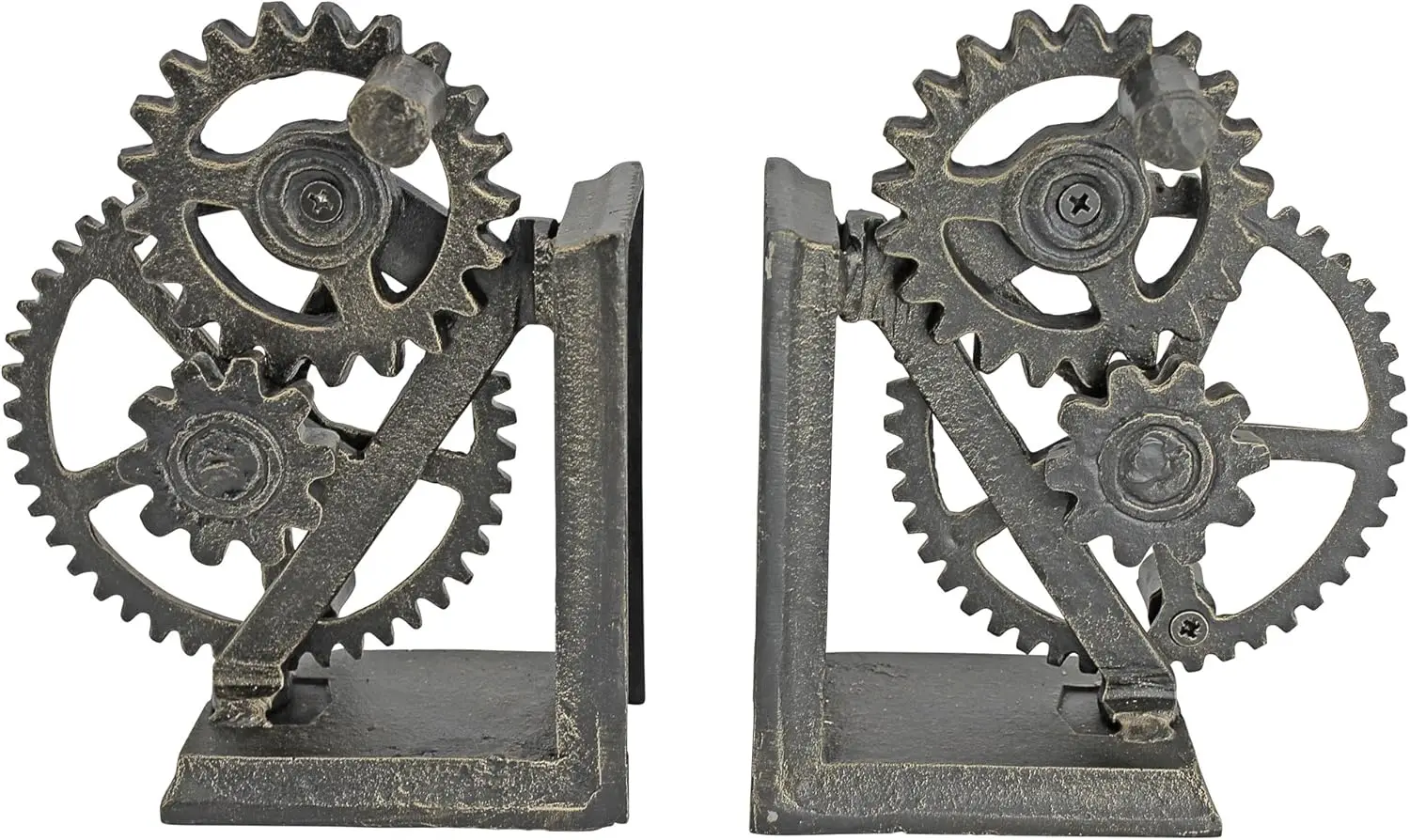 Industrial Gear Bookends with Moving Crank, Heavy Duty Iron Sculpture for Bookshelf Decor
Industrial Gear Bookends with Moving Crank, Heavy Duty Iron Sculpture for Bookshelf Decor