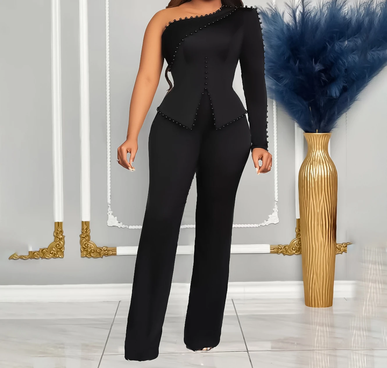 Two-piece Women's Set Streetwear 2024 Spring New Elegant Solid Skew Shoulder Bead Tongle Y2k Long Sleeves Top Suits for Female
Two-piece Women's Set Streetwear 2024 Spring New Elegant Solid Skew Shoulder Bead Tongle Y2k Long Sleeves Top Suits for Female