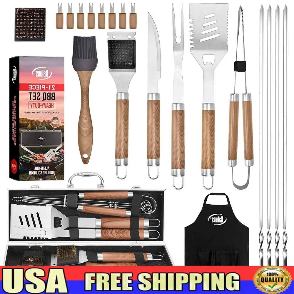 21 Piece BBQ Grill Tool Set Stainless Steel Outdoor Grilling Accessories Heavy Duty Dad Gifts Fathers Day Portable Storage Case
21 Piece BBQ Grill Tool Set Stainless Steel Outdoor Grilling Accessories Heavy Duty Dad Gifts Fathers Day Portable Storage Case