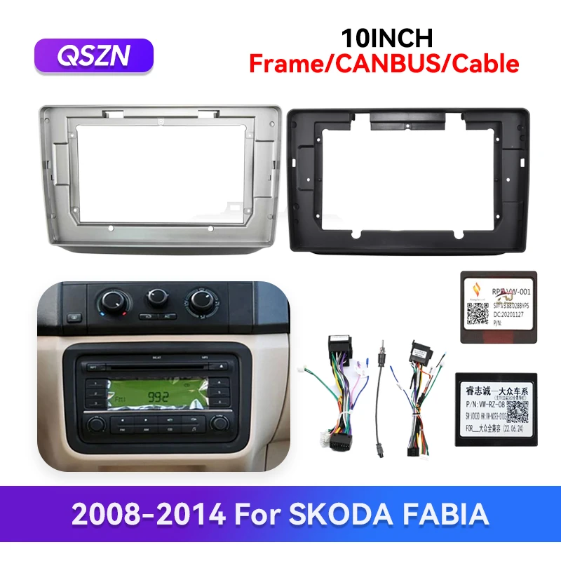 QSZN 10'' For SKODA FABIA 2008-2014 2 DIN Car Radio Fascia Stereo Dashboard Panel Cable Canbus Mount Frame Kit Adapter Faceplate
QSZN 10'' For SKODA FABIA 2008-2014 2 DIN Car Radio Fascia Stereo Dashboard Panel Cable Canbus Mount Frame Kit Adapter Faceplate