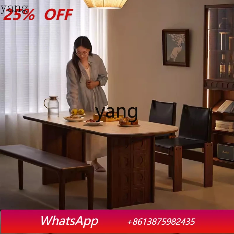LMM rock slab dining table black walnut solid wood dining table household medieval desk
LMM rock slab dining table black walnut solid wood dining table household medieval desk