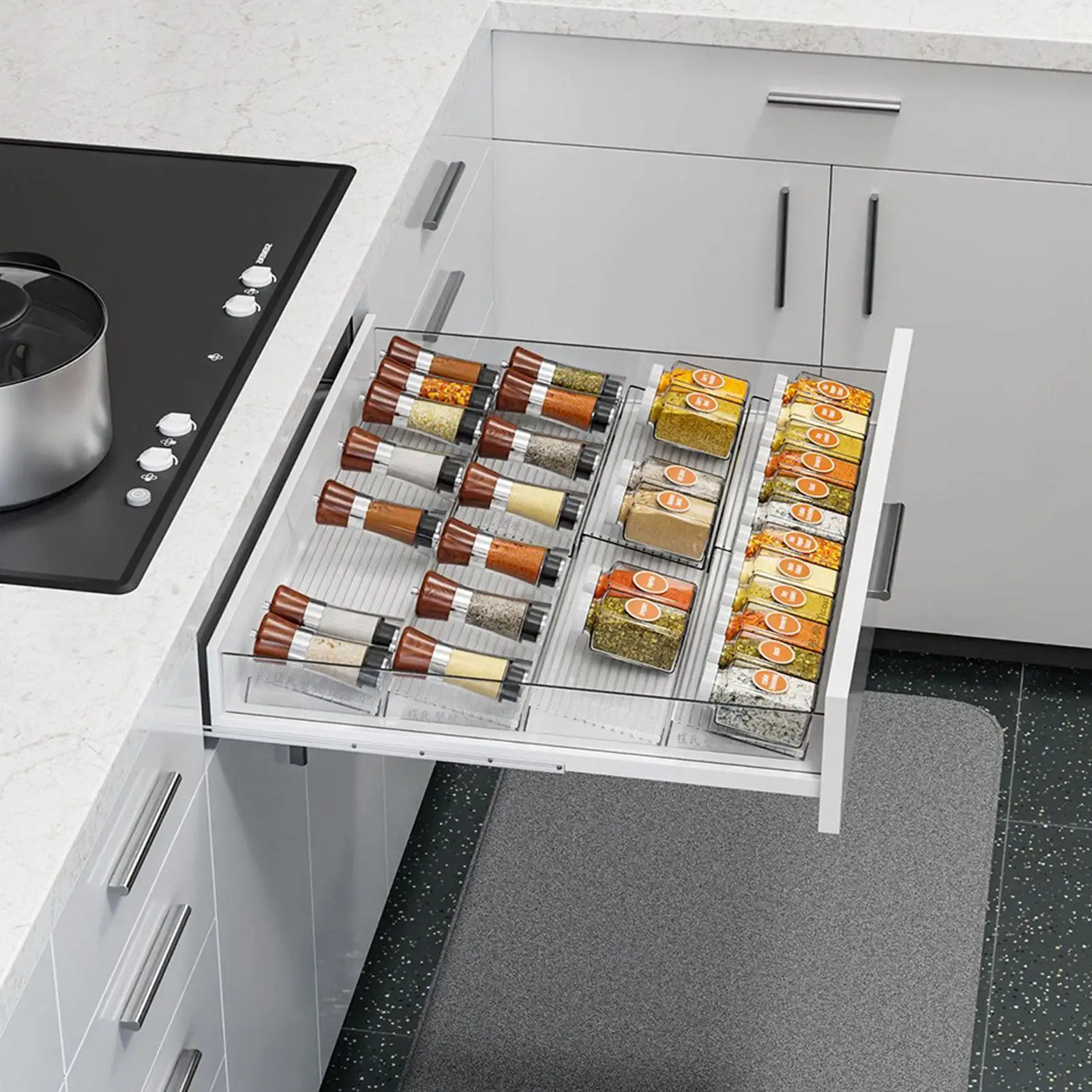 4 Layer Spices Drawer Organizer Adjustable Plastic Spices Jars Rack Tray Expandable Seasoning Organizer Cabinet Kitchen Shelves
4 Layer Spices Drawer Organizer Adjustable Plastic Spices Jars Rack Tray Expandable Seasoning Organizer Cabinet Kitchen Shelves