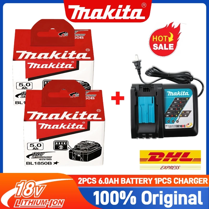 Original Makita 18V Battery, 5.0Ah 6.0Ah, BL1830 BL1850B BL1840 BL1860 BL1815 Replacement Power Tool Battery& DC18RC charger
Original Makita 18V Battery, 5.0Ah 6.0Ah, BL1830 BL1850B BL1840 BL1860 BL1815 Replacement Power Tool Battery& DC18RC charger