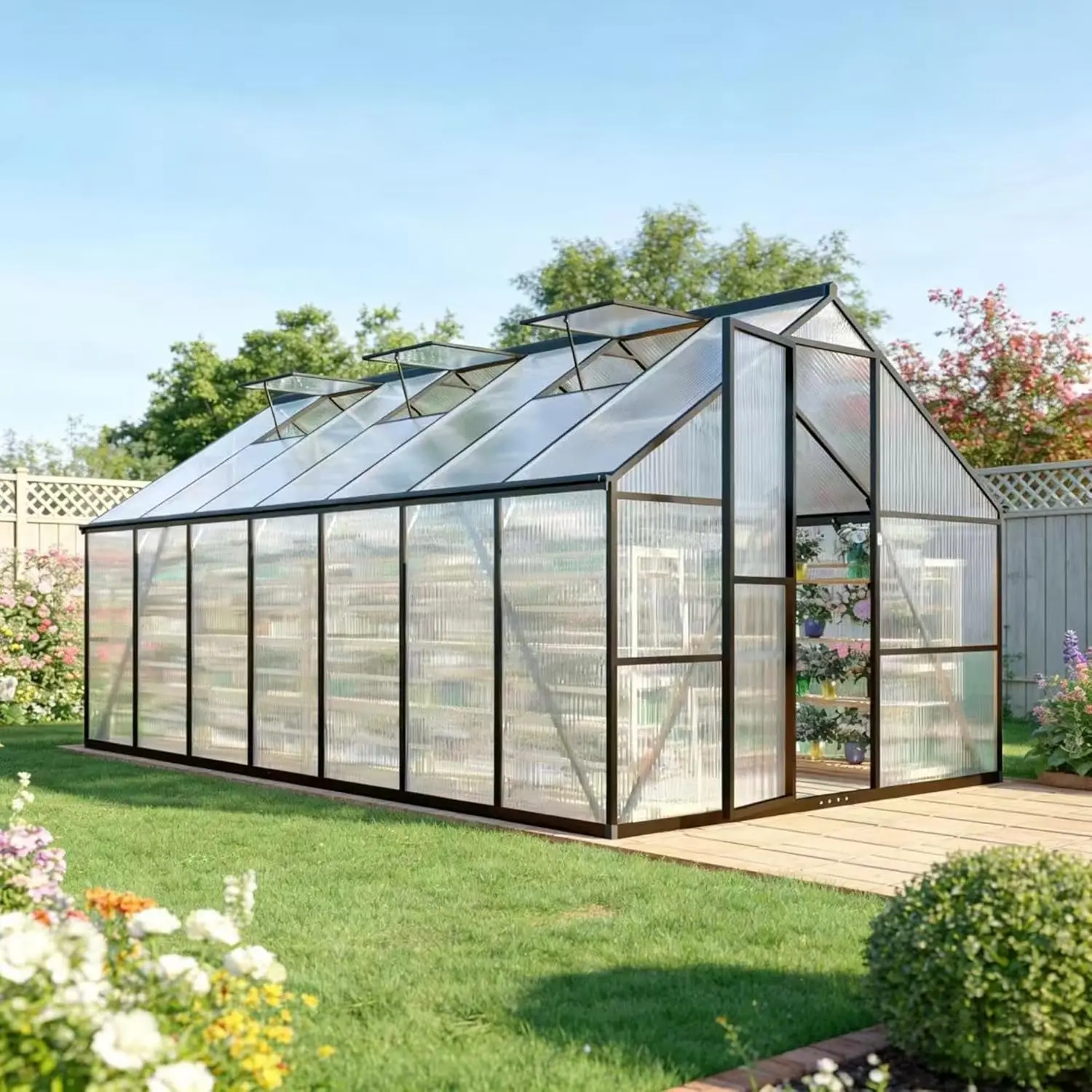 8 X 14 FT Greenhouse for Outdoors, Polycarbonate Greenhouse with Quick Setup Structure , Aluminum Large Walk-in Green House
8 X 14 FT Greenhouse for Outdoors, Polycarbonate Greenhouse with Quick Setup Structure , Aluminum Large Walk-in Green House
