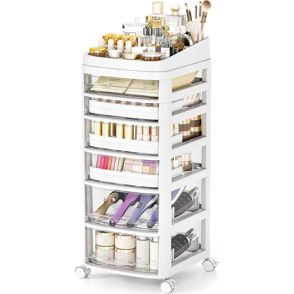 6-Drawer Clear Acrylic Storage Cart for Desk, Makeup, Crafts, and Baby Essentials
6-Drawer Clear Acrylic Storage Cart for Desk, Makeup, Crafts, and Baby Essentials