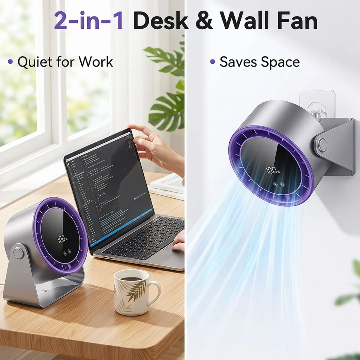 2-in-1 Desktop Fan & Wall-mounted Air Circulation Fan, Silent Office Student Small fan USB Desktop Rechargeable Summer Fan
2-in-1 Desktop Fan & Wall-mounted Air Circulation Fan, Silent Office Student Small fan USB Desktop Rechargeable Summer Fan