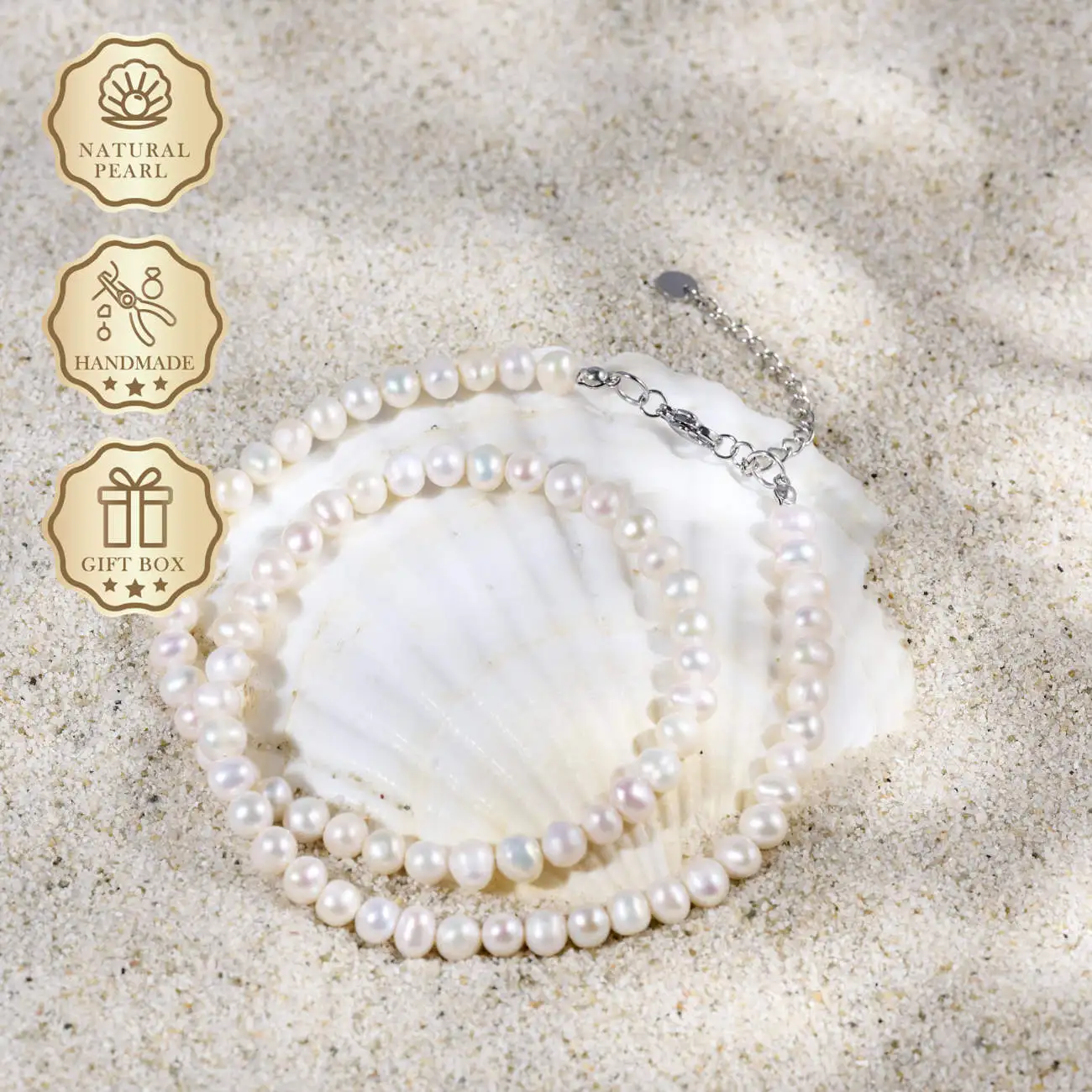 MYSOYA White Freshwater Pearl Necklace 5–6mm with Silver Extender Chain, Gift Box, Ideal Birthday & Anniversary Gift
MYSOYA White Freshwater Pearl Necklace 5–6mm with Silver Extender Chain, Gift Box, Ideal Birthday & Anniversary Gift