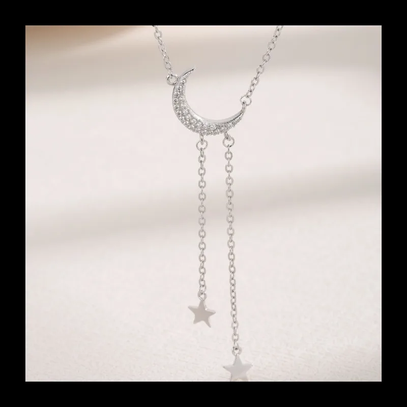 AliExpress's new simple personality moon tassel hanging star shape S925 silver necklace niche design sense
AliExpress's new simple personality moon tassel hanging star shape S925 silver necklace niche design sense