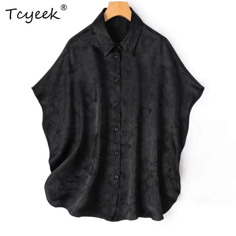 Tcyeek 100% Real Silk Blouses for Women 2026 Summer Luxurious Loose Black Batwing Sleeve Shirts Woman Clothing Рубашка Женская
Tcyeek 100% Real Silk Blouses for Women 2026 Summer Luxurious Loose Black Batwing Sleeve Shirts Woman Clothing Рубашка Женская