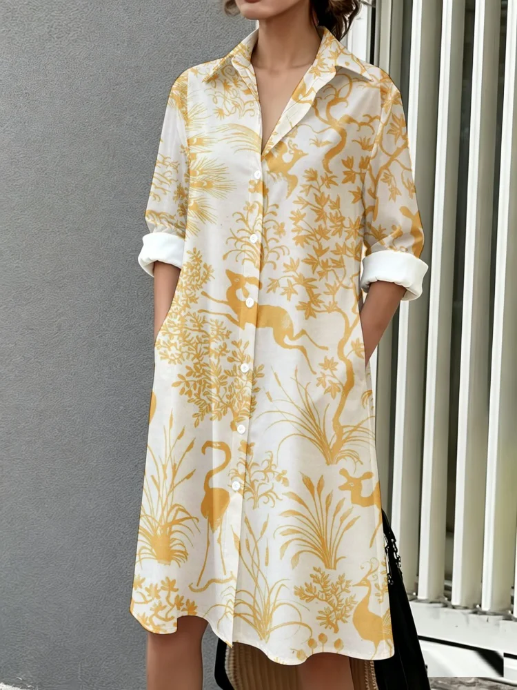 Plus Size 5XL Women Fashion Dresses Vintage Animal Pattern 3/4 Roll-Up Sleeve Button Down Midi Sundress Oversized Streetwear
Plus Size 5XL Women Fashion Dresses Vintage Animal Pattern 3/4 Roll-Up Sleeve Button Down Midi Sundress Oversized Streetwear