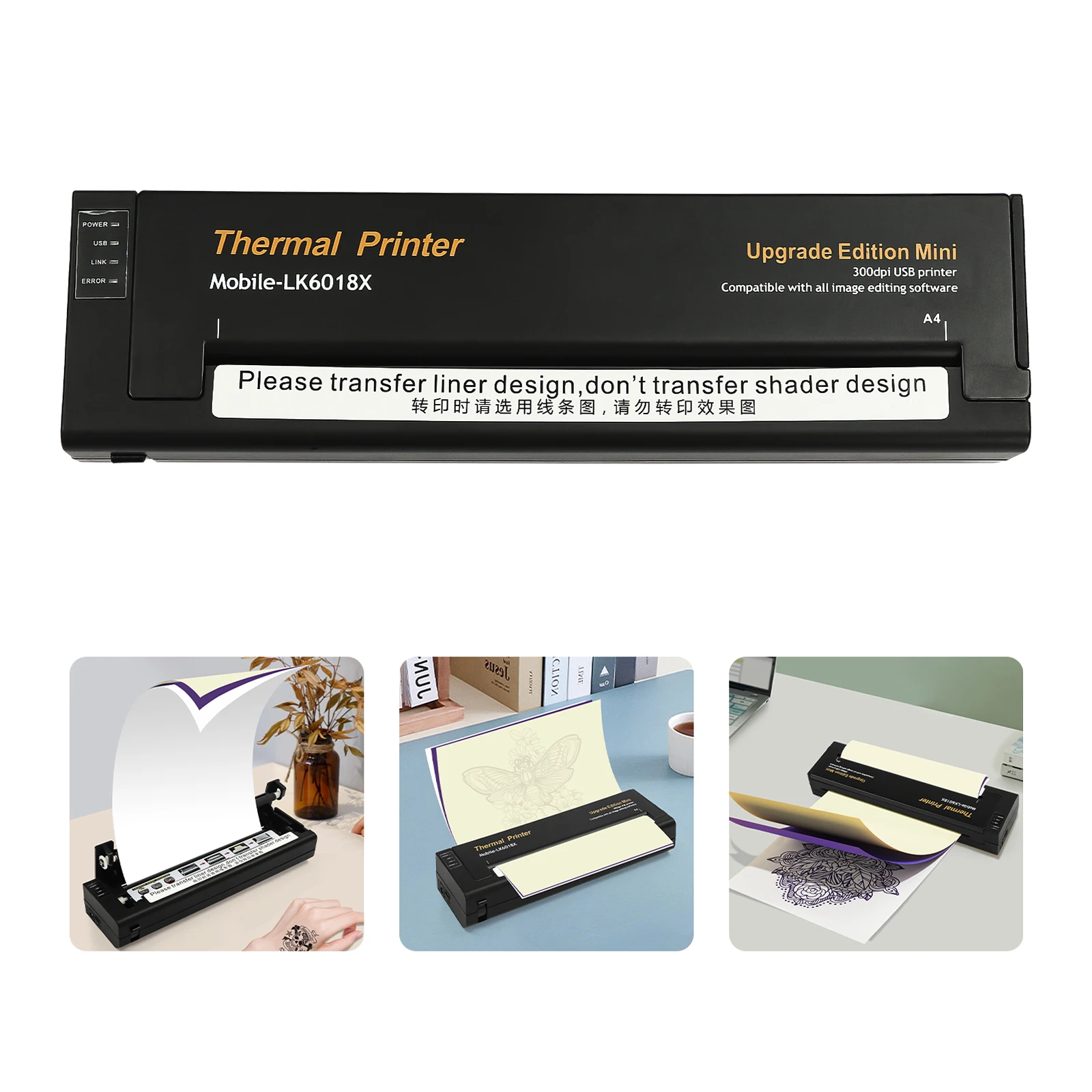 Portable Transfer Printing Machine Mini Thermal Printer A4 USB Connected Printer 203DPI Thermal Printing Device for DIY Pattern Printing
Portable Transfer Printing Machine Mini Thermal Printer A4 USB Connected Printer 203DPI Thermal Printing Device for DIY Pattern Printing