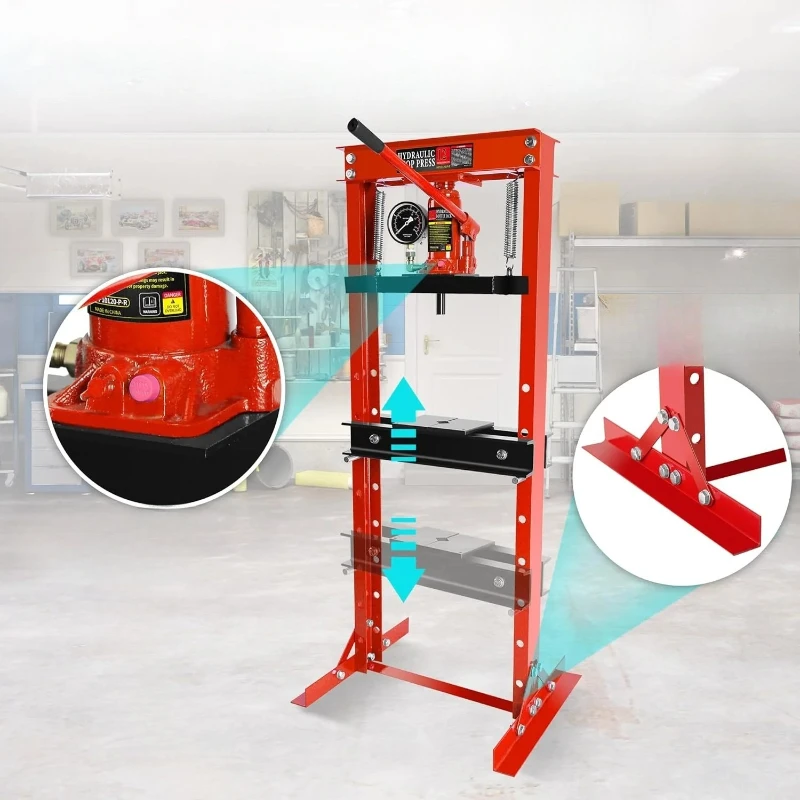 Shop Press 12 Ton Hydraulic H-Frame Garage Floor Adjustable Shop Press with Plates for Garages Shops
Shop Press 12 Ton Hydraulic H-Frame Garage Floor Adjustable Shop Press with Plates for Garages Shops