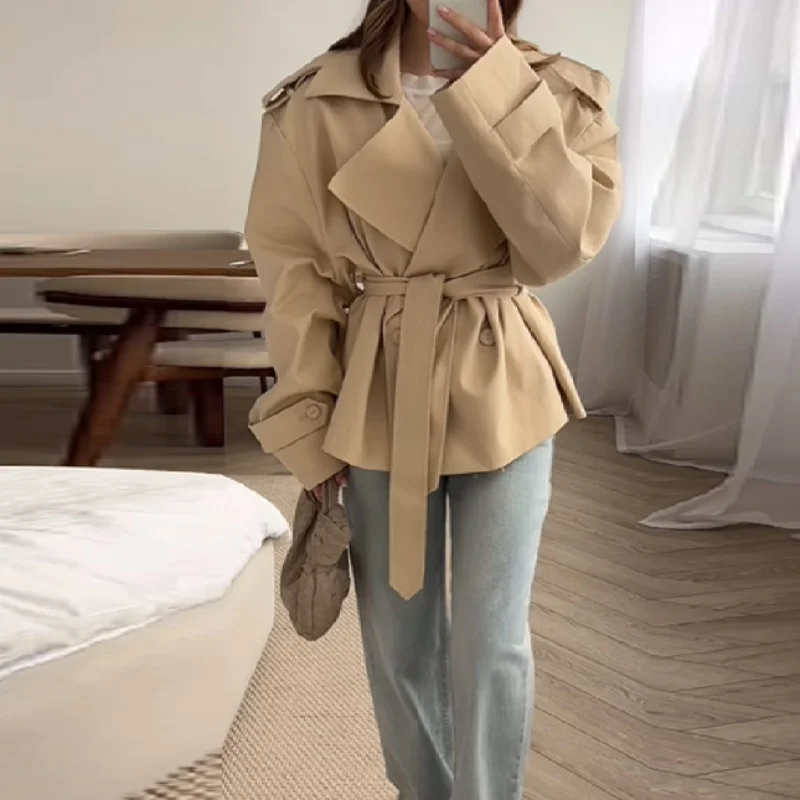 2025 Autumn Women Jacket Loose Long Sleeve Lapel Lace Up Trench Coat Slim Waist Outwears 2025 Autumn New Lady Streetwears
2025 Autumn Women Jacket Loose Long Sleeve Lapel Lace Up Trench Coat Slim Waist Outwears 2025 Autumn New Lady Streetwears