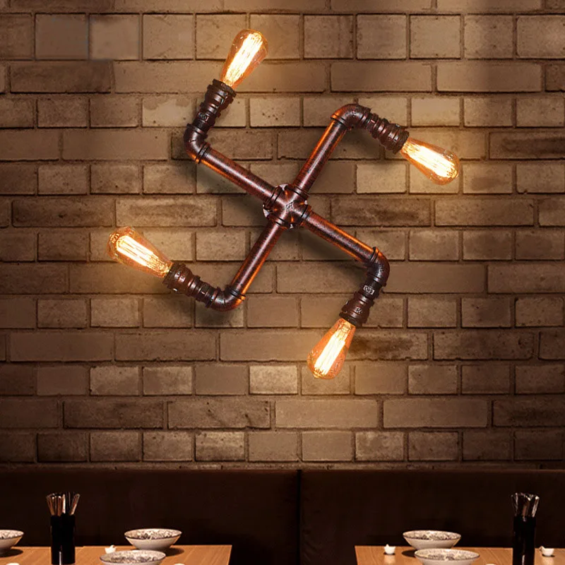 Vintage Retro Water Pipe Industrial Sconces Wall Lamp with 5pcs 40W ST64 Bulbs 120V 240V
Vintage Retro Water Pipe Industrial Sconces Wall Lamp with 5pcs 40W ST64 Bulbs 120V 240V