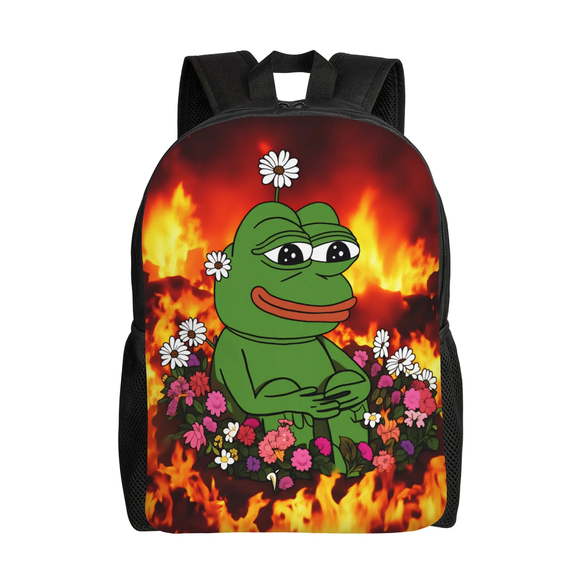 Sad Pepes Frog Fire Fashion Backpack Durable Student Hiking Travel Funny Meme Daypack for Men Women Laptop Canvas Bags
Sad Pepes Frog Fire Fashion Backpack Durable Student Hiking Travel Funny Meme Daypack for Men Women Laptop Canvas Bags