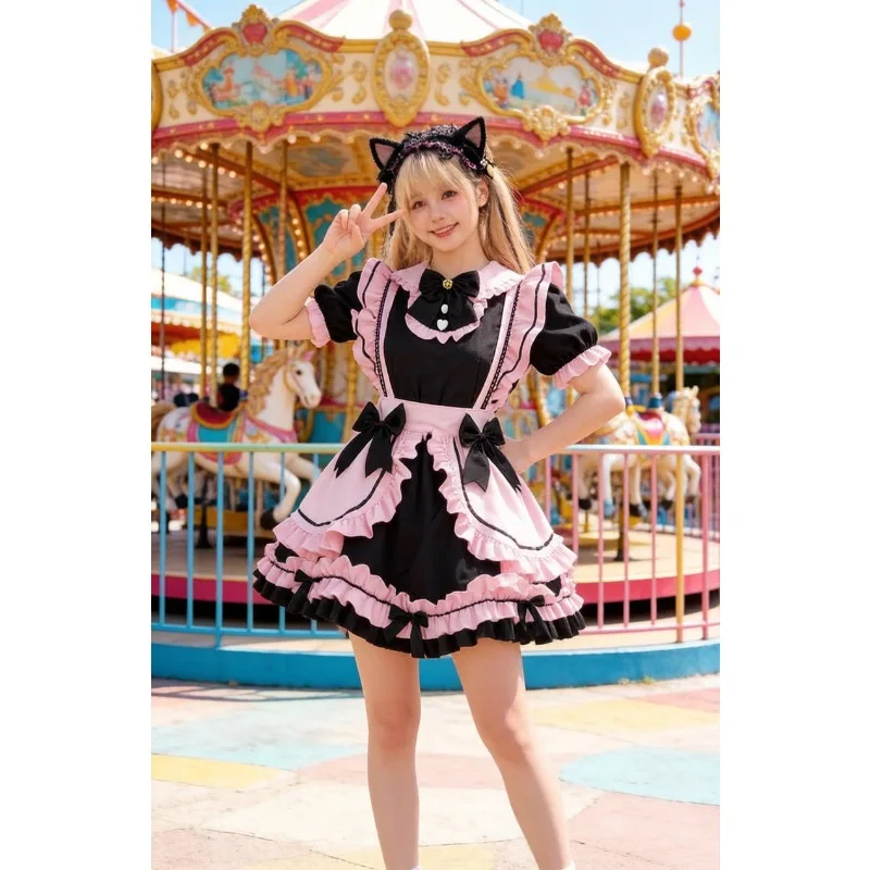 Black Pink Japanese Lolita Maid Cosplay Dress Sweet Soft Style Cat Bow Decor Lace Outfit Carnival Party Role Play Apparel Set
Black Pink Japanese Lolita Maid Cosplay Dress Sweet Soft Style Cat Bow Decor Lace Outfit Carnival Party Role Play Apparel Set