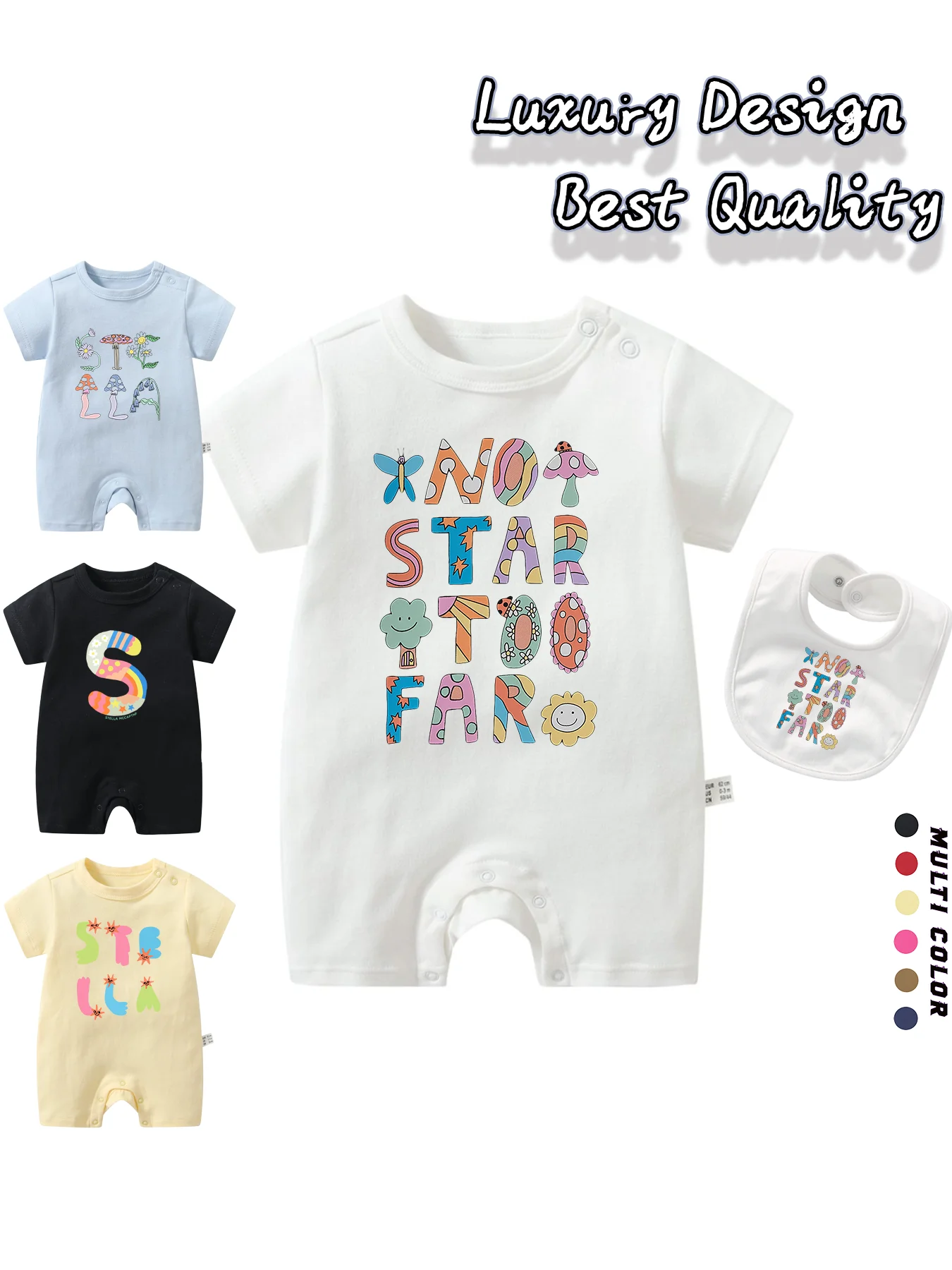 2025 Newborns Summer Clothes Baby Rompers Cute Floral Plant Letter Print Short sleeve Toddler Girls Jumpsuit Bib scarf 2Pcs Set
2025 Newborns Summer Clothes Baby Rompers Cute Floral Plant Letter Print Short sleeve Toddler Girls Jumpsuit Bib scarf 2Pcs Set