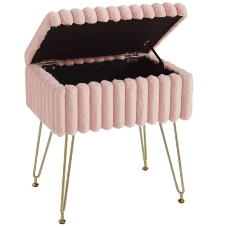 Vanity Stool Chair with Storage, Faux Fur Stools for Vanity Makeup, Feet Stool Ottoman with 4 Metal Legs, Small Vanity Bench Se
Vanity Stool Chair with Storage, Faux Fur Stools for Vanity Makeup, Feet Stool Ottoman with 4 Metal Legs, Small Vanity Bench Se