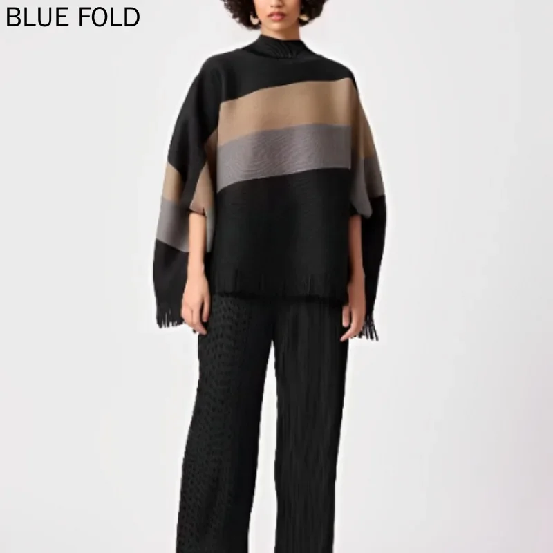 Elegant Miyake 2-Piece Set Women's Outfit Pleated Top And Color Block Bat Sleeve Tassel Design Straight Pants Casual Fashion
Elegant Miyake 2-Piece Set Women's Outfit Pleated Top And Color Block Bat Sleeve Tassel Design Straight Pants Casual Fashion