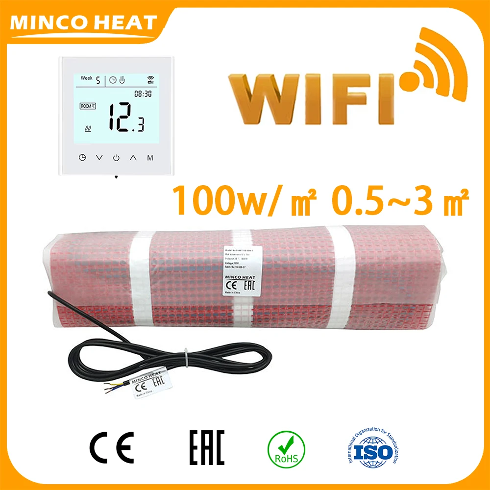 Minco Heat 100w/ ㎡ Теплый коврик для подогрева пола, двойной нагревательный провод с электрическим обогревателем под плитку и умным Wi-Fi-термостатом 
Minco Heat 100w/ ㎡ Теплый коврик для подогрева пола, двойной нагревательный провод с электрическим обогревателем под плитку и умным Wi-Fi-термостатом