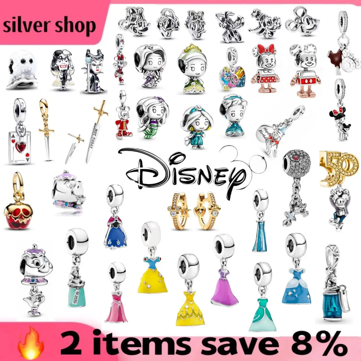 2025 925% Sterling Silver Disney Mickey Minnie Donald Duck Head Princess Collection Glamour Beads Women Birthday Jewellery Gifts
2025 925% Sterling Silver Disney Mickey Minnie Donald Duck Head Princess Collection Glamour Beads Women Birthday Jewellery Gifts