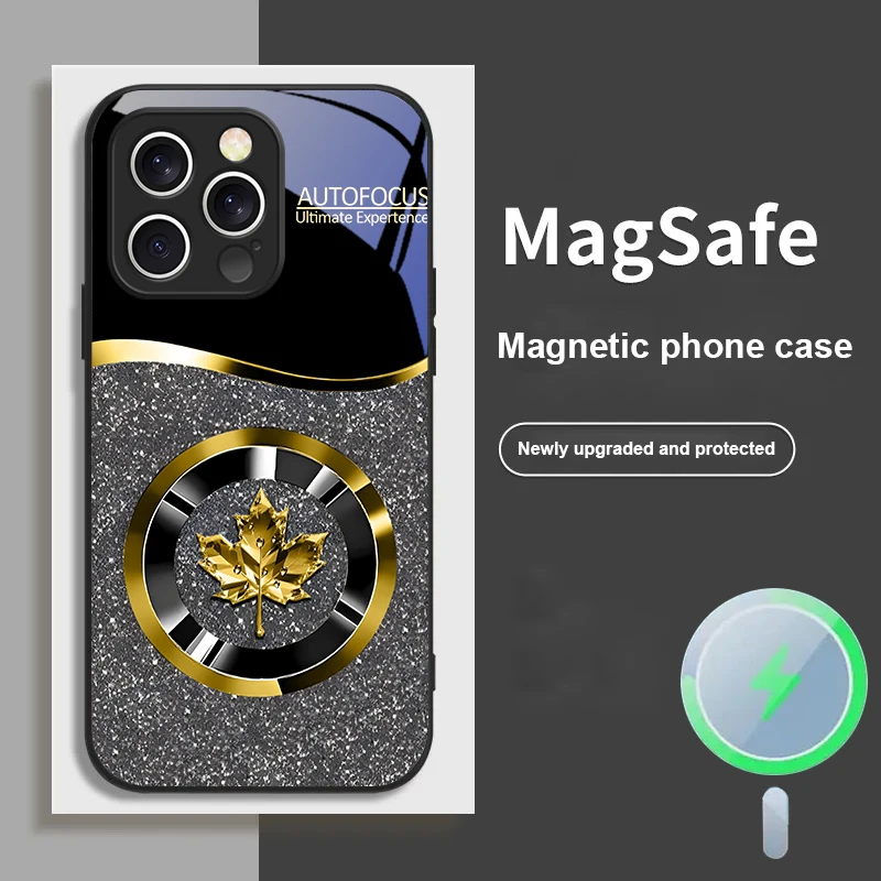 Crystal Blue Maple Leaf For iPhone 16E 15 Pro 14 13 Plus 12 mini 11 15Pro 14Max XR Xs X 7 8 16Plus 16 Magsafe Glass Phone Case
Crystal Blue Maple Leaf For iPhone 16E 15 Pro 14 13 Plus 12 mini 11 15Pro 14Max XR Xs X 7 8 16Plus 16 Magsafe Glass Phone Case