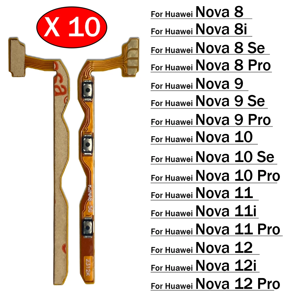 10Pcs, Volume Button Power Switch On Off Button Flex Cable For Huawei Nova 8 8i 9 10 11 11i 12 12i Pro Se Y61 Y91
10Pcs, Volume Button Power Switch On Off Button Flex Cable For Huawei Nova 8 8i 9 10 11 11i 12 12i Pro Se Y61 Y91