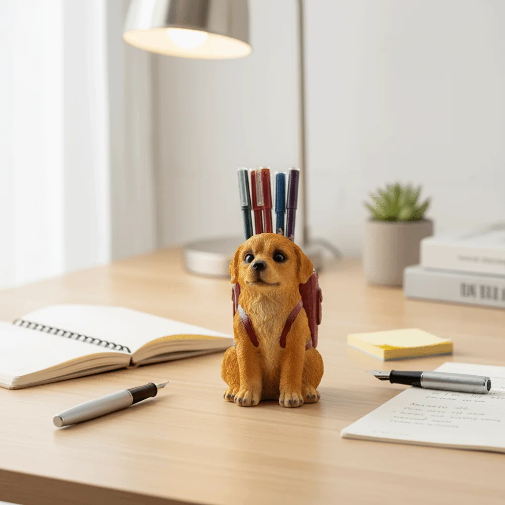 Cute Design Golden Retriever Dog Pen Holder Creative Sculpture Resin Craft Pen Holder Large Capacity Cartoon Style
Cute Design Golden Retriever Dog Pen Holder Creative Sculpture Resin Craft Pen Holder Large Capacity Cartoon Style