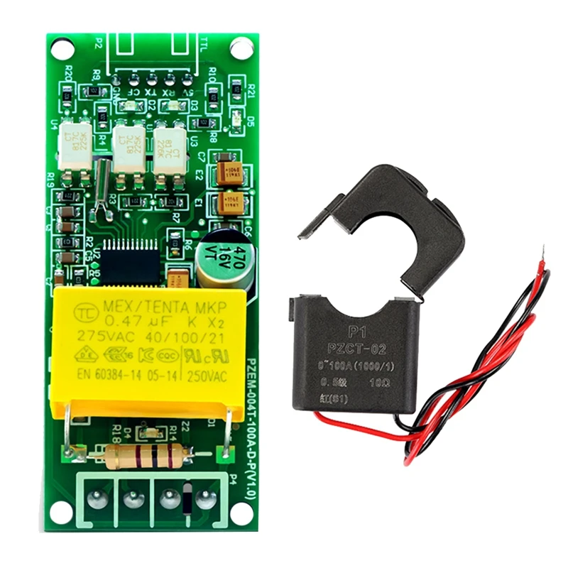 100A PZEM 004T Version Wattmeter+Open CT Kwh Meter Volt Amp Current Test Module for TTL COM2/COM3/COM4
100A PZEM 004T Version Wattmeter+Open CT Kwh Meter Volt Amp Current Test Module for TTL COM2/COM3/COM4