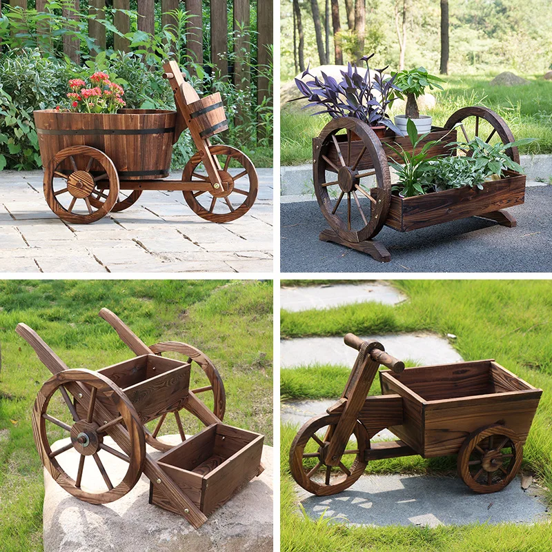 Carbonized wood wheel flower pot courtyard garden decorative planting pot outdoor balcony solid wood flower box wooden flower po
Carbonized wood wheel flower pot courtyard garden decorative planting pot outdoor balcony solid wood flower box wooden flower po